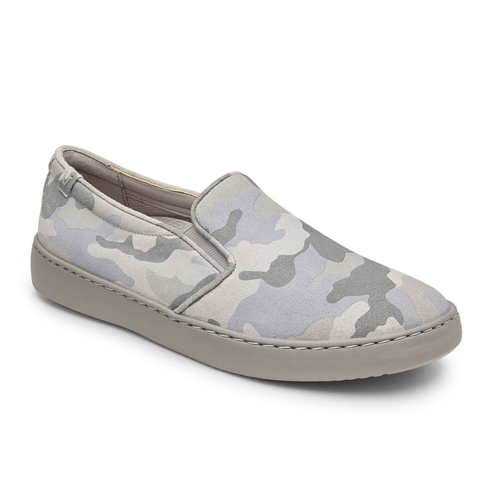 Vionic Gray Camo Avery Pro Suede Slip-On Sneaker